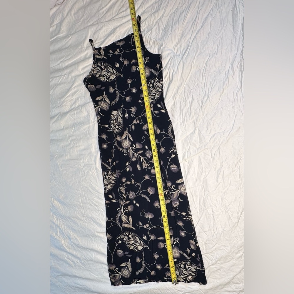 Harold’s Vintage 90s Floral Slip Dress – Navy Rayon Maxi – Size 4 - Picture 13 of 13